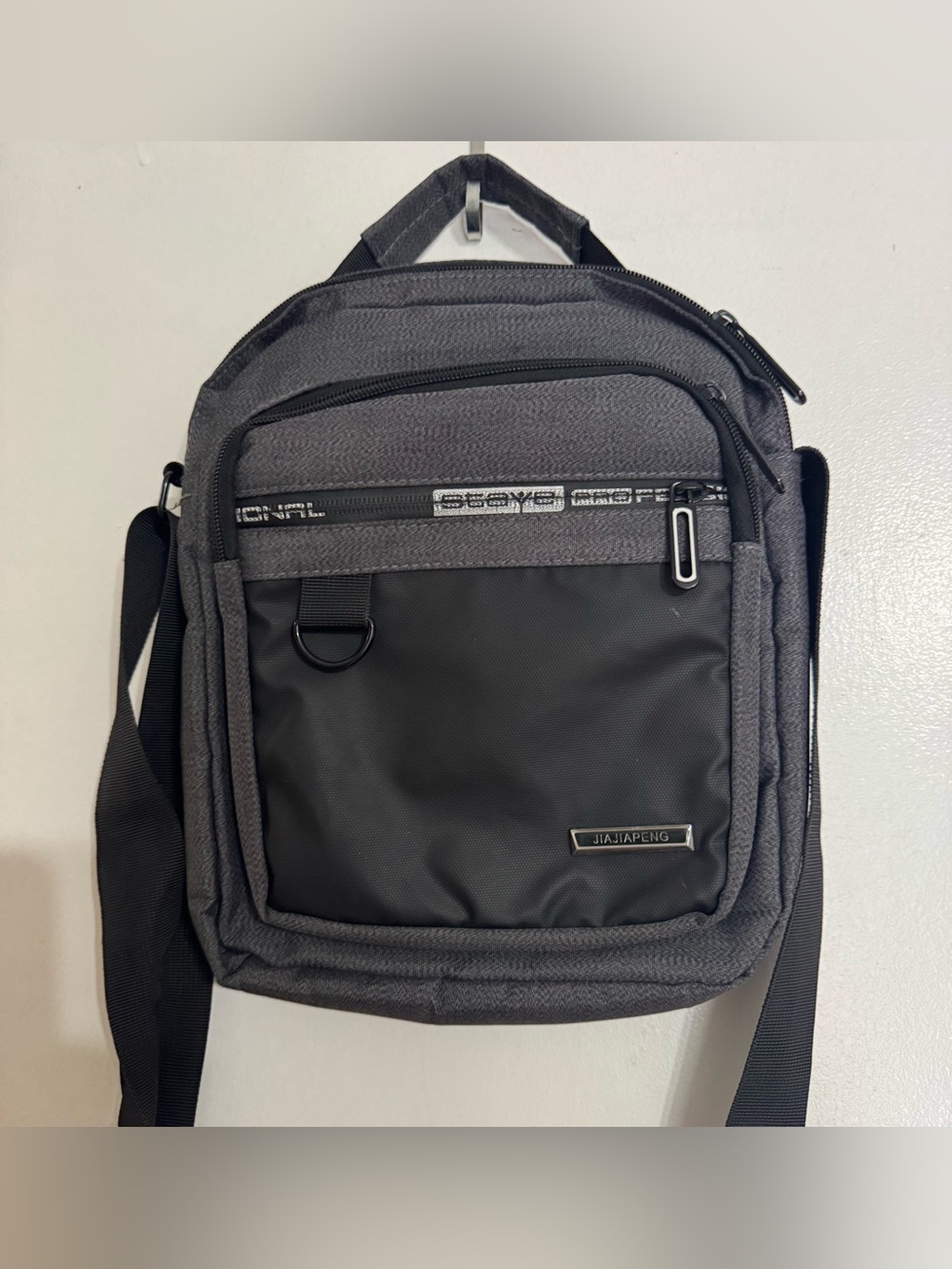 Men's Grey & Black Crossbody Shoulder Bag